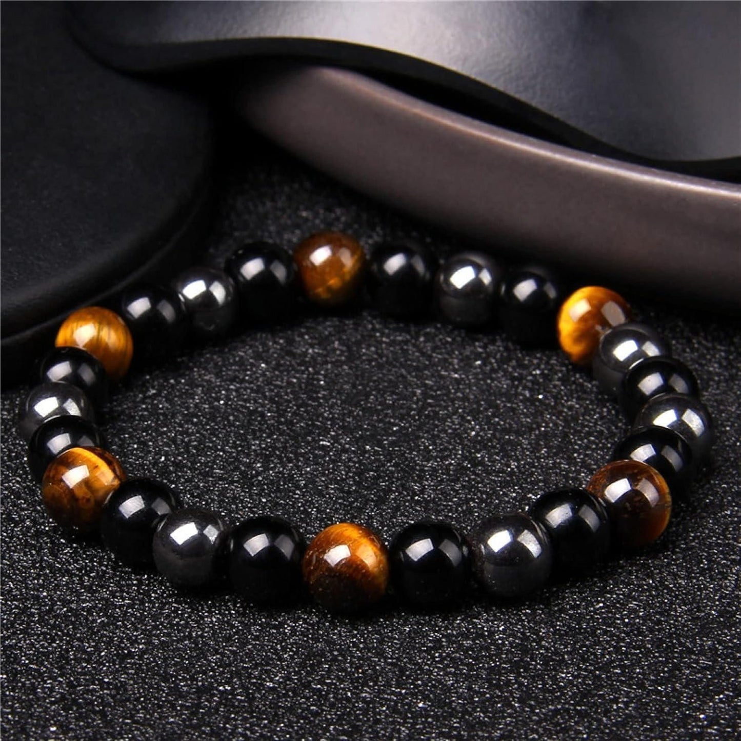 Natural Black Tourmaline Triple Protection Bracelet (Pack of 1)